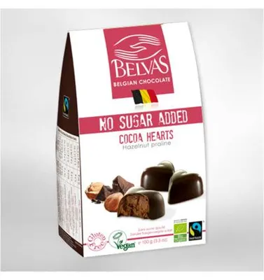 Productafbeelding van Belvas Choco hart hazelnoot praline (100 gr)