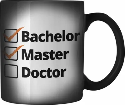 Produktbild von Trendation - Bachelor Geschenk Abschluss Farbwechsel Zauber-Tasse Spruch Master Graduation Bestanden Prüfung (Schwarz)