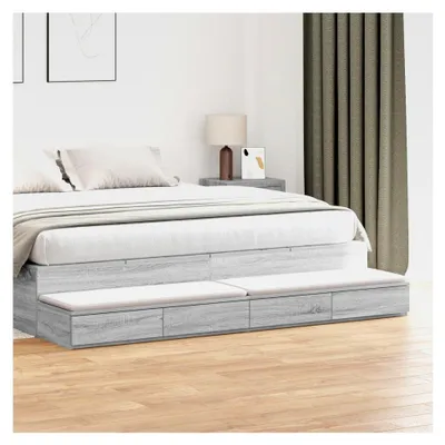 Produktbild von Bett mit Schubladen in Grau Sonoma 180x36,5x16,5 cm