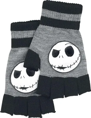 Produktbild von The Nightmare Before Christmas Kurzfingerhandschuhe Uni Jack Face grau meliert/schwarz one size