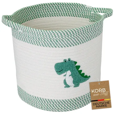 Produktbild von HMF Aufbewahrungskorb mit Griffen, Korb aus Baumwolle für Kinderzimmer, Dinosaurier, 30,5 x 30,5 cm