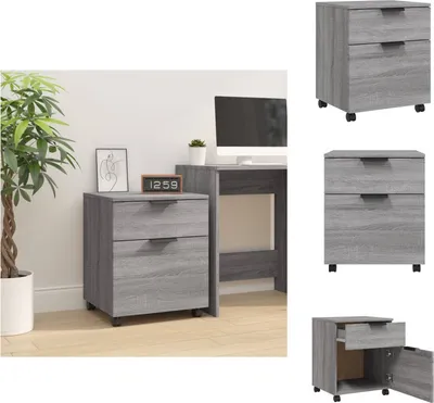 Obrázek produktu pro vidaXL Pojízdná kartotéka s kolečky Grey Sonoma 45x38x54 cm - Kartotéky