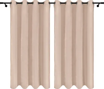 Zdjęcie produktu dla Voppi Zasłony okienne na przelotki kółka 140x230 cm beżowe zasłony welurowe 2 sztuki