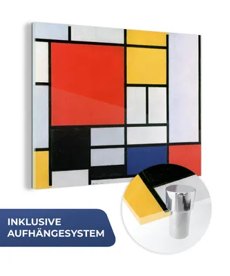 Obrázok produktu pre MuchoWow® Sklenené obrazy - Obrazy na stenu - Foto na skle Umenie - Mondrian - Starí majstri 80x60cm Nástenná dekorácia zo skla - akrylový sklenený obraz -