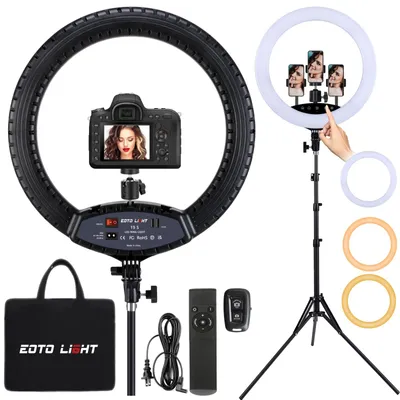 Obrázek produktu pro 48,3 cm LED kruhové světlo s stativem, dotykové ovládání pro make-up studio