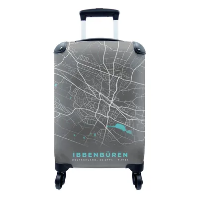 Produktbild von MuchoWow® Koffer Handgepäck Trolley Rollkoffer Kleine Reisekoffer mit 4 Rollen - Ibbenbüren - Stadtplan - Blau - Karte - Deutschland - Cabin Size < 55x40x23 cm & 55x40x20 cm - Fotokoffer - Kabinenkoffer - Boardgepäck - Reise-Box - Reisekoffer - Reisegepäck - Koffer mit Bild - Trolley für Kinder