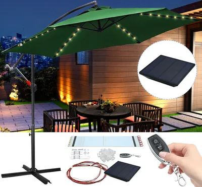 Image de TolleTour 3m-3.5m Parasol avec LED solaire inclinable Parasol de balcon Parasol de marché UV40+ Parasol de jardin,Vert,3m