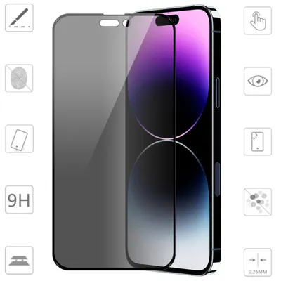 Immagine prodotto di Per Apple iPhone 15 Pro Max 2x 3D Display LCD H9 Privacy Vetro Temperato Pellicola Protettiva