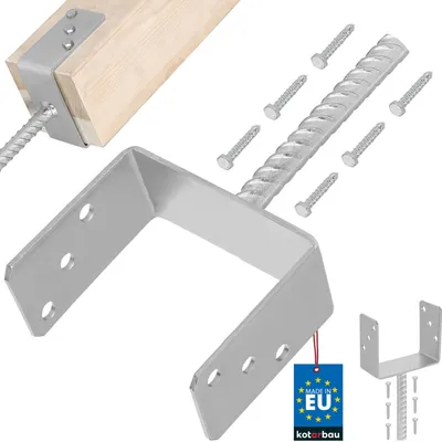 Immagine prodotto di KOTARBAU® Supporto per Pali Acciaio Zincato 141 mm Argento Staffe per Pali in Legno Staffa Portapalo con Ancoraggio per Calcestruzzo Porta Palo