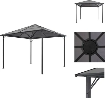 Immagine prodotto di vidaXL Padiglione da giardino con tetto in alluminio 3×3 m nero - Padiglioni e tende per feste