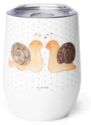 Produktbild von Mr. & Mrs. Panda Thermo Becher Schnecken Liebe - Weiß - Geschenk, Freundin, Verliebt, Zufrieden, Reisebecher, thermosbecher, Große, kaffee tasse, glücklich, Thermobecher