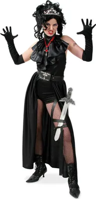 Produktbild von 3-tlg Vampir Vampirin Kostüm Schwarz Gr. 42 Halloween Horror Karneval Fasching