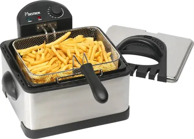 Produktbild von Bestron XL Öl-Fritteuse, 4 Liter, spülmaschinengeeignet, 2000 W, Farbe: silber