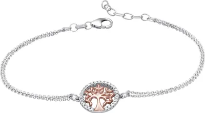 Produktbild von MATERIA Damen Mädchen Zirkonia Armband Lebensbaum Armkette Rosegold 925 Silber 17-19cm verstellbar #SA-71