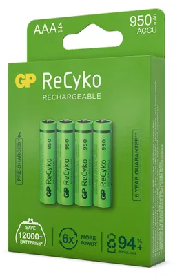 Produktbild von GP ReCyko - Batterie 4 x AAA - NiMH - (wiederaufladbar) - 950 mAh