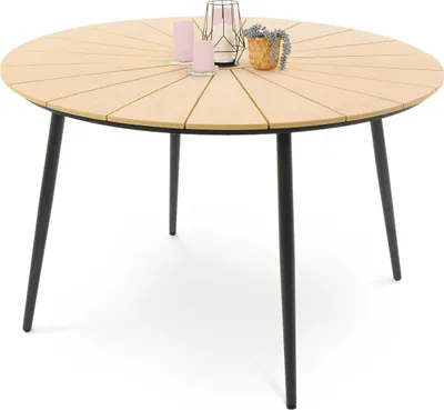 Produktbild von di volio Gartentisch Palermo ø 120 cm, rund - beige, Gartentisch - wetterfest & langlebig, aus Polywood und Aluminium