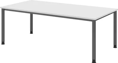 Produktbild von bümö Schreibtisch Serie-H - Nachbildung: Weiß, Gestell: Graphit, Größe:  200 x 100 cm