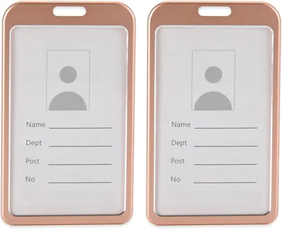 Image de 2 porte-cartes, carte d'identité, carte de travail, aluminium, ensemble rose