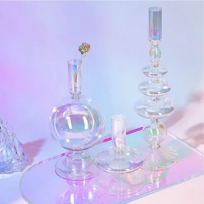 Image de Omgoods - Ensemble de 3 élégants bougeoirs en verre