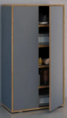 Produktbild von VCM Holz-Schuhschrank | Maße: B. 60 x H. 110 x T. 33 cm | Allzweckschrank | 5 Fächer | 2 Drehtüren - Salia Breite 60 cm