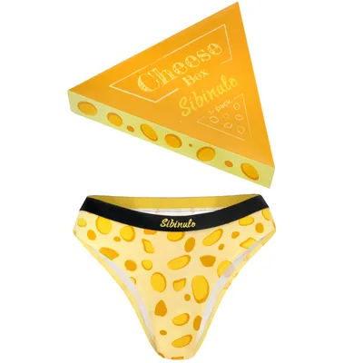 Produktbild von Lustige Damen-Brazilian Slips mit Käsemotiv – Größe M – Baumwolle – 1 Paar - Originelles Geschenk!