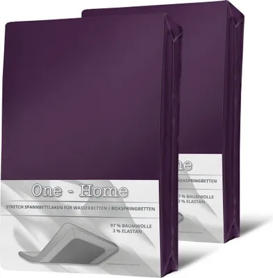 Produktbild von 2 Spannbettlaken 180x200 - 200x220cm aubergine Elasthan Boxspringbett Wasserbett