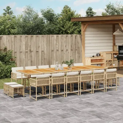 Zdjęcie produktu dla Maison Exclusive - 17-cz. zestaw mebli ogrodowych z poduszkami, beż, polirattan
