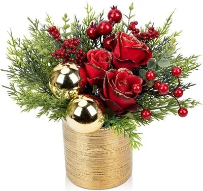Immagine prodotto di Mini albero di Natale - Pianta artificiale in vaso - Decorazione festiva - Pronta all'uso - Indeterminata - Colori rosa e rosso rubino