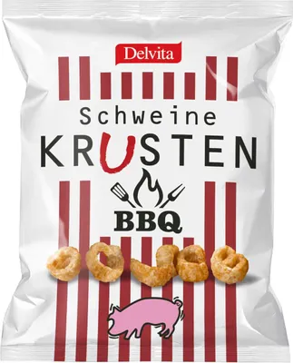 Produktbild von Delvita BBQ Schweinekrusten 125 g / Speckkrusten / Knabberei / low carb Snack