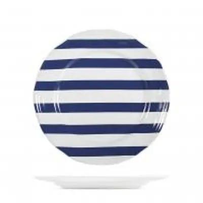 Immagine prodotto di H&H Set 6 piatti frutta Zaffiro a righe bianche e blu cm 20