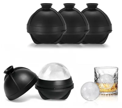 Immagine prodotto di Stampo in silicone a forma di sfera per cubetti di ghiaccio, set da 4 pezzi, formato XXL (6 cm), senza BPA, ideale per bevande