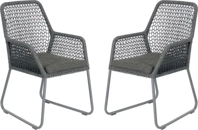 Produktbild von Sonnenpartner Poison 2er-Set Gartensessel Gartenstuhl Alu mit Polyrope dunkelgrau