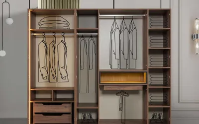 Produktbild von Braune Schlafzimmer Holz Möbel Textilbett Nachttische Kommode Schrank