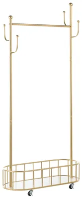 Produktbild von BELIANI Garderobenständer Gold Metall mit Schuhablage und Rollen Modern Minimalistisch Kleiderständer Flur Eingangsbereich