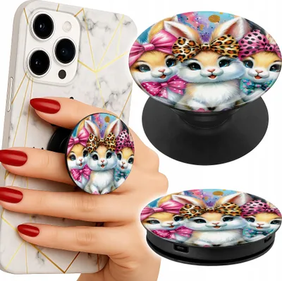 Image de Support telephone Popsocket pour doigt / support - ŚWIĄTECZNE, KRÓLIK, WIELKANOC