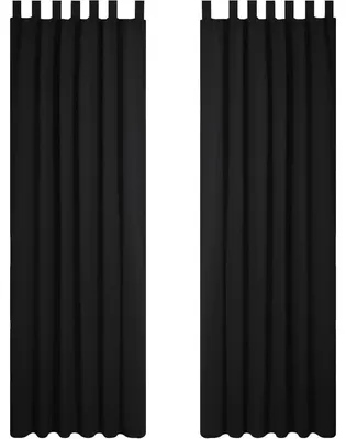Produktbild von Verdunkelungsvorhänge Schlaufen 2er Set 245x140 cm Schwarz Thermogardine Blickdicht Lärmschutz