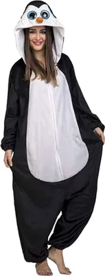 Immagine prodotto di Costume da donna mamma: tuta da pinguino con cappuccio e occhi grandi nero S nero S