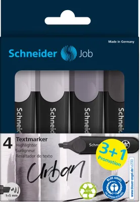 Image de Schneider 50-115174 3 + 1  : Surligneur Schneider Job couleurs assorties, 3 pcs + 1 pc