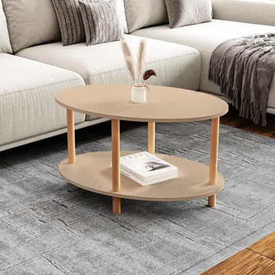 A coffee table with a book and vase on it, placed in a living room setting.
