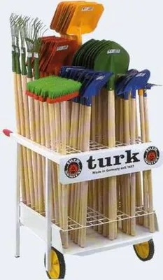 Produktbild von Albert Turk Display-Geräteständer (leer), Metall, fahrbar mit zwei Griffen für ca. 100 Gerät
