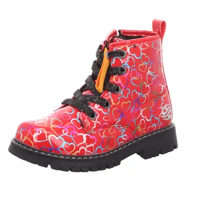 Produktbild von Dockers Kinder-Mädchen-Schnürstiefelette Herzen-Muster Rot-Schwarz-Mehrfarbig, Farbe:rot, EU Größe:35