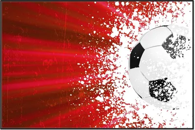 Produktbild von Wallario Wandbild Fußball - Splashing Design in rot, Größe: 61 x 91,50 cm, Poster mit schwarzem Aluminiumrahmen
