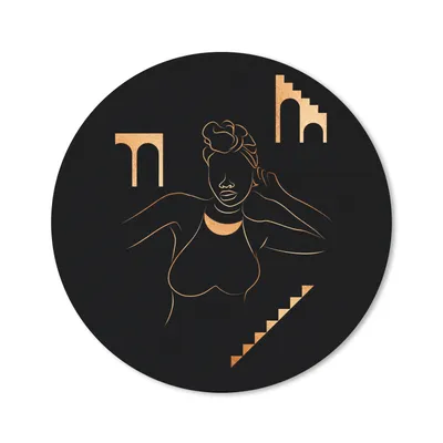 Produktbild von MuchoWow® Mauspad Mousepad Frau - Gold - Schwarz - Strichzeichnung 50x50 cm - Mousepads - Maus Mat - Pad - Mausunterlage - Vinyl