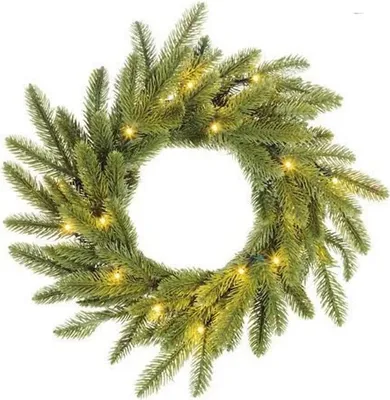 Produktbild von Edelman LED-Weihnachtskranz Brewer 20 LED warmweiß innen 45 cm grün