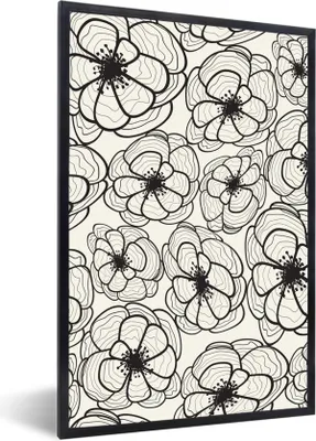 Produktbild von MuchoWow® MuchoWow® Gerahmtes Poster Natur - Blumen - Muster 60x90 cm - Poster mit zchwarzem Bilderrahmen - Kunst