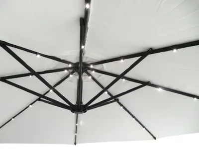 Produktbild von Luxus Sonnenschirm mit LED Beleuchtung Ampelschirm 300 cm Garten Schirm Pavillon - anthrazit