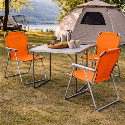 XL 4-teiliges Campingmöbel Set Alu mit Tragegriff Camping 80x60x68cm Orange