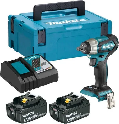 Produktbild von MAKITA 18V bürstenloser Schlagbolzen - 2 Batterien BL1830B 3.0Ah - 1 Schnellladegerät DC18RC DTW181RFJ