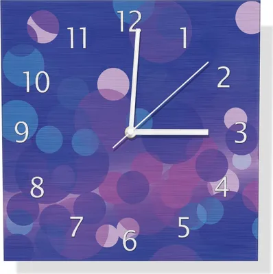 Produktbild von Wallario Design Wanduhr Blaue Kreise mit pink - harmonisches Muster aus Aluverbund, Größe 30 x 30 cm