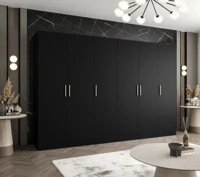 Obrázek produktu pro Prostorná šatní skříň HELMA 1 300 cm - černá / stříbrné úchyty